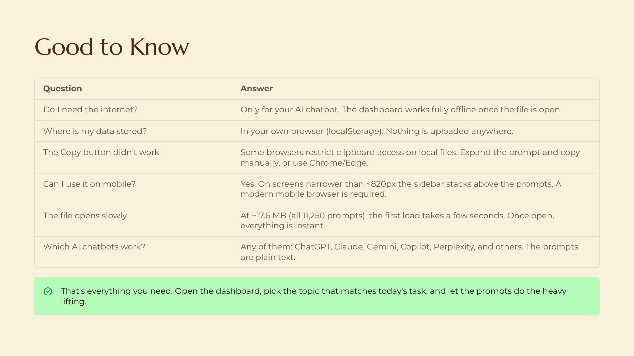 The User Guide Video & Narrated Walkthrough slide — Good to Know