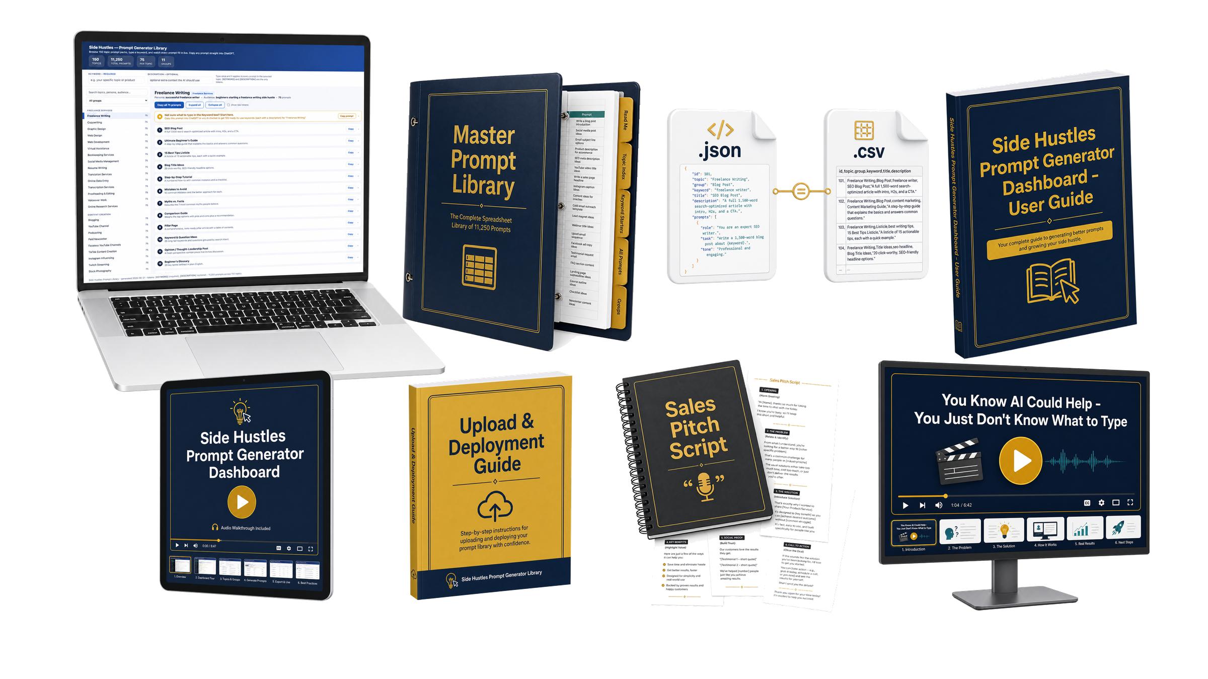 Side Hustles Prompt Generator Dashboard mockup