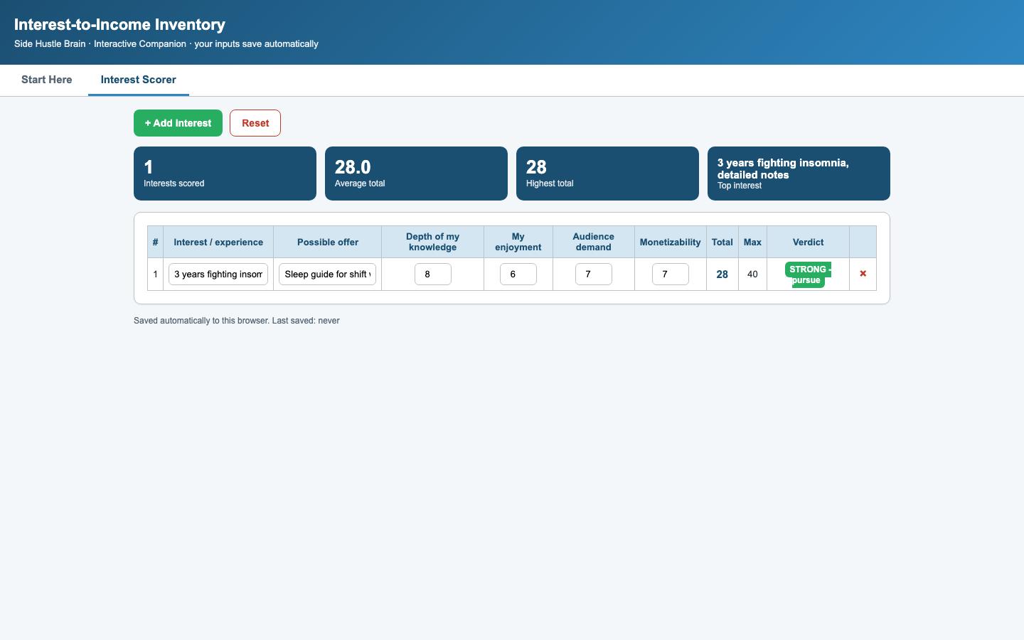 The Interest Miner Micro-Workbook — Interactive dashboard 2