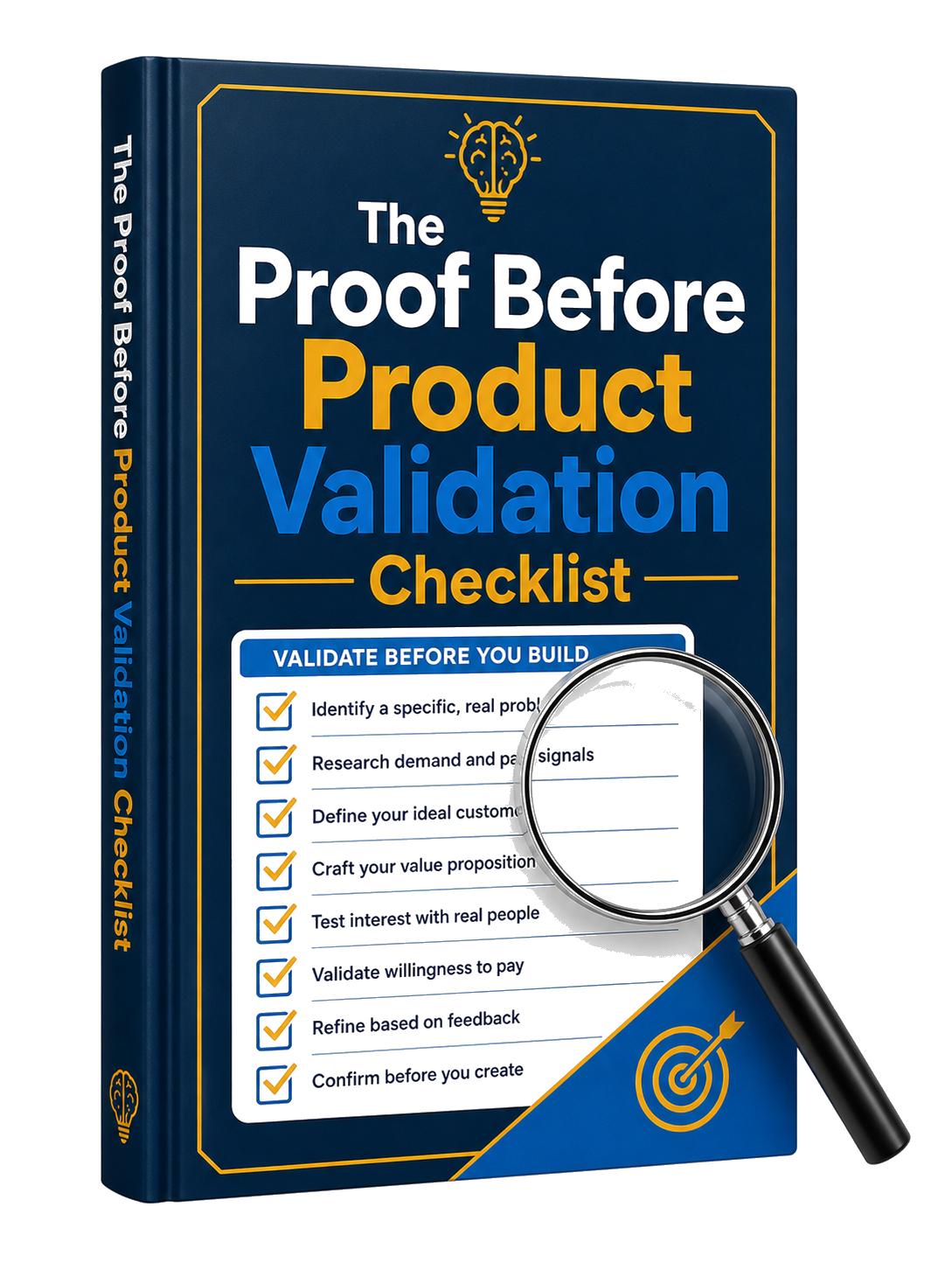 The “Proof Before Product” Validation Checklist — Product mockup