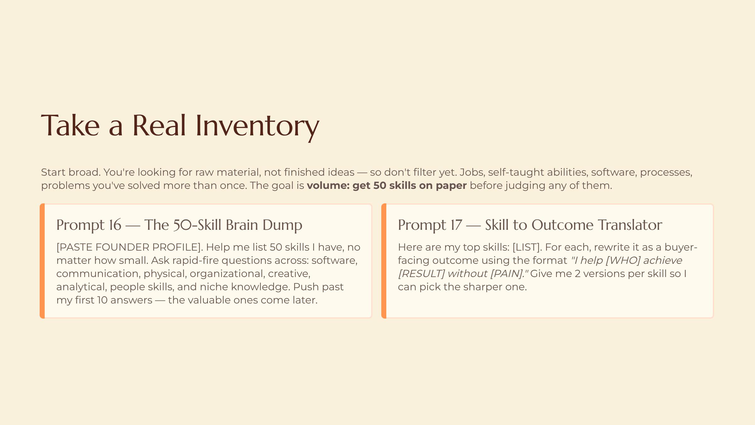 Mining Your Skills for Hidden Money slide — Take a Real Inventory