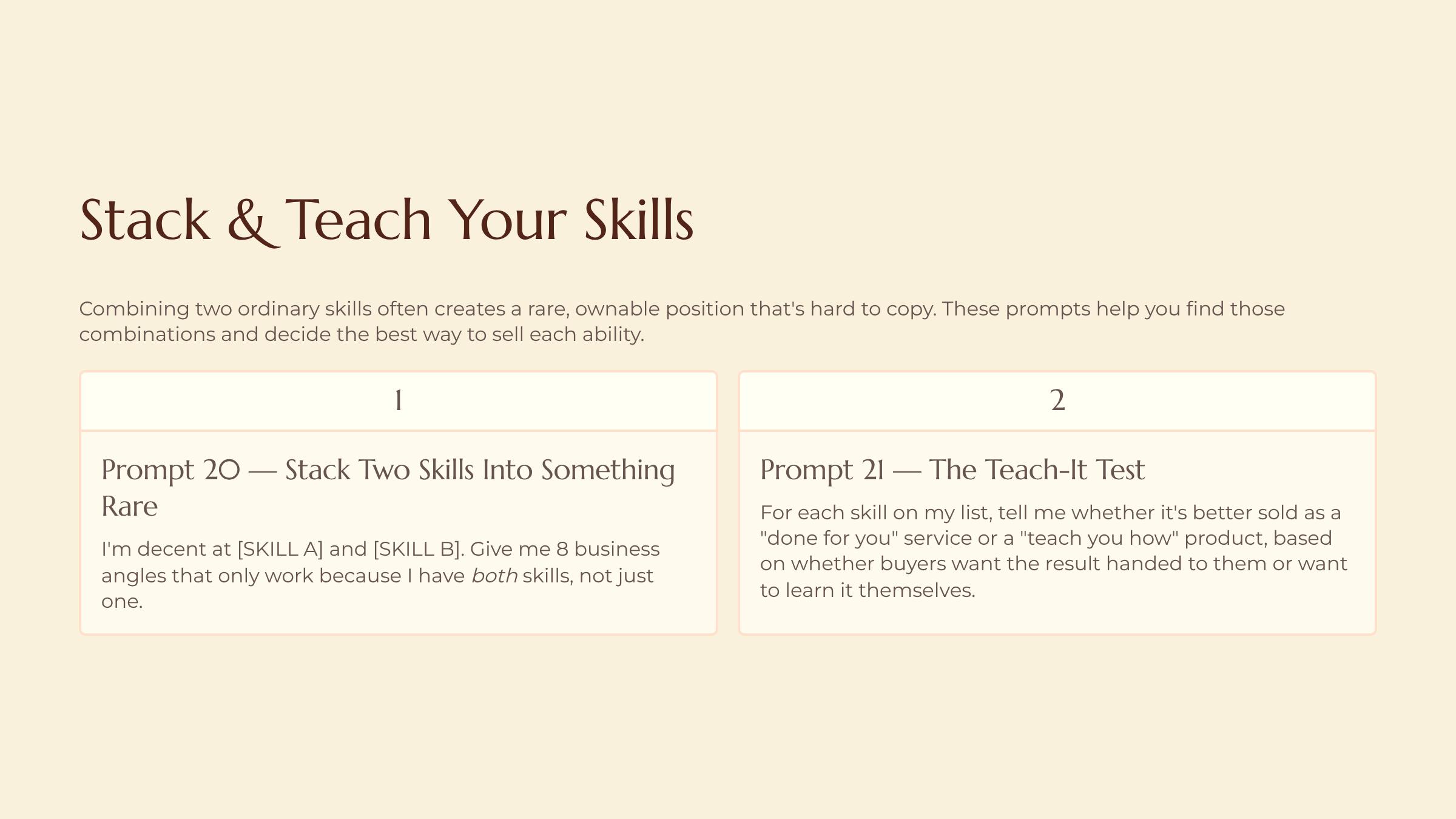 Mining Your Skills for Hidden Money slide — Stack and Teach Your Skills