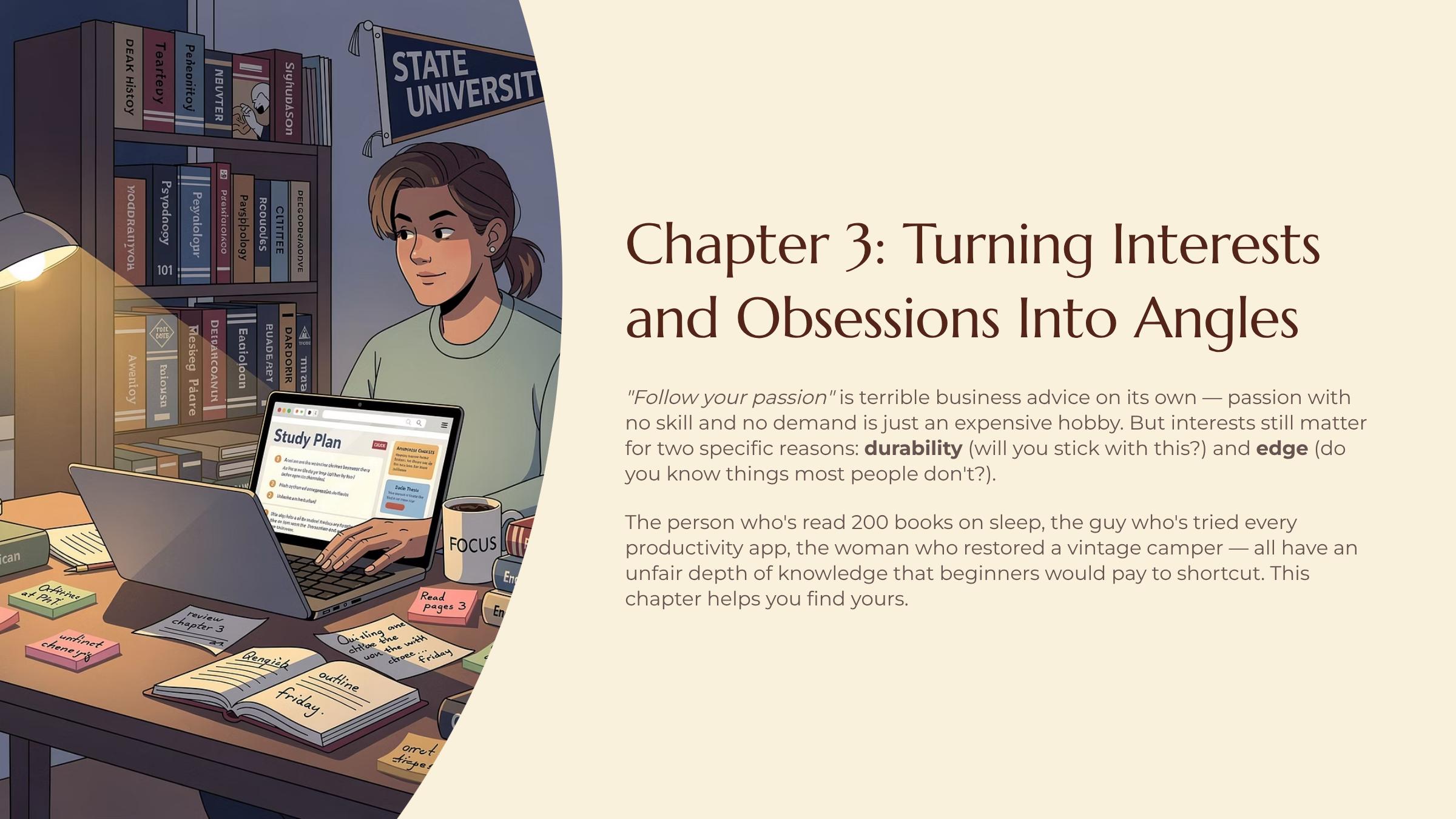 Turning Interests and Obsessions Into Angles — title slide