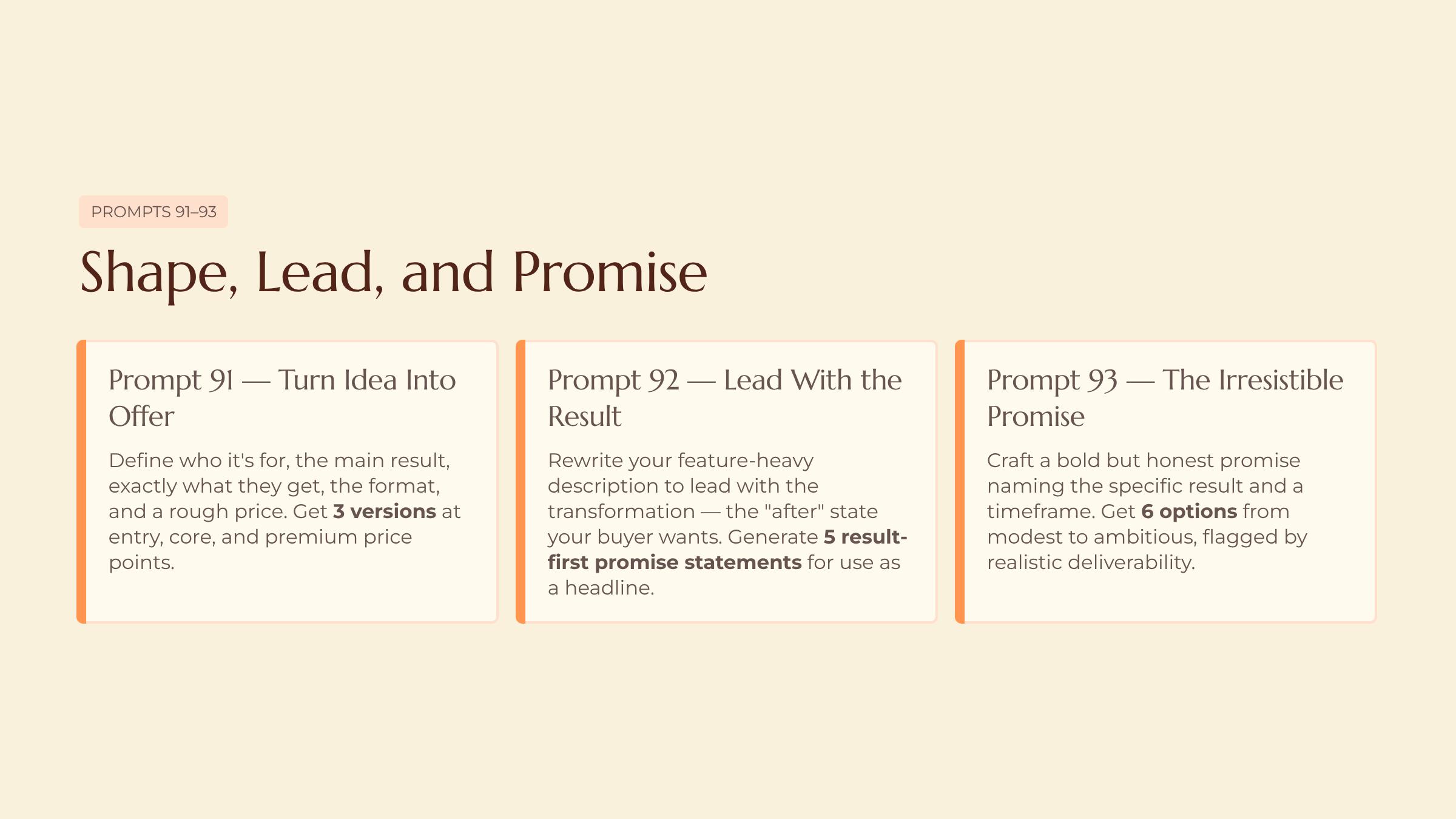 Shaping a Rough Idea Into a Real Offer slide — Shape Lead and Promise