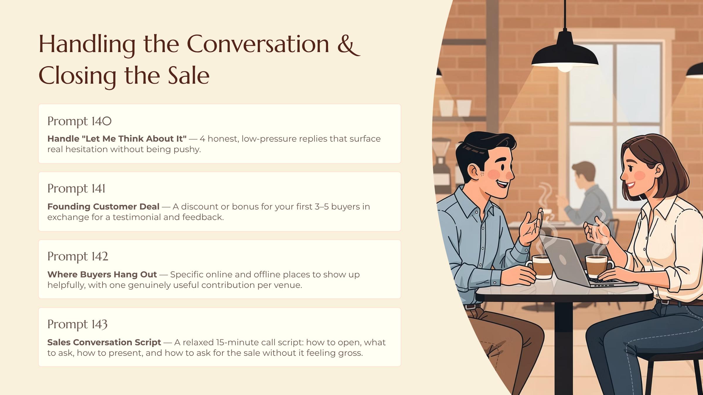 From Idea to First Sale in a Week slide — Handling the Conversation and Closing the Sale